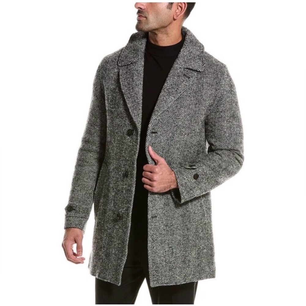Todd‎ Snyder Wool-Blend Herringbone Gray Car Coat Size Small